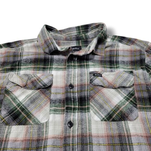 RVCA Shirt Size XL Regular Fit RVCA Flannel Button Down Long Sleeve Shirt Plaid - Picture 3 of 6